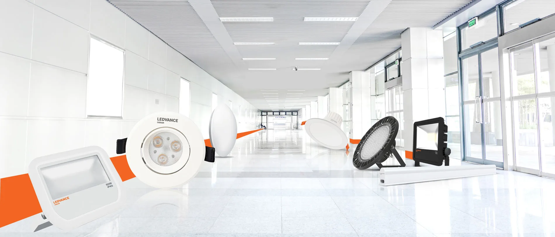 LEDVANCE commercial LED lighting: panels, downlights, high bays and flood lights