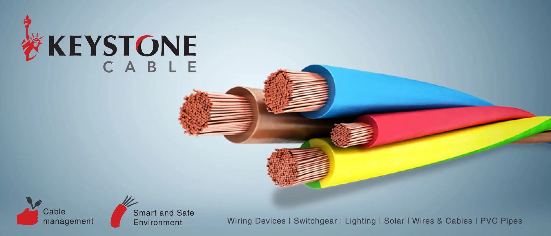 Keystone Cable: wiring devices, switchgear, lighting, solar, wires and cables, PVC pipes
